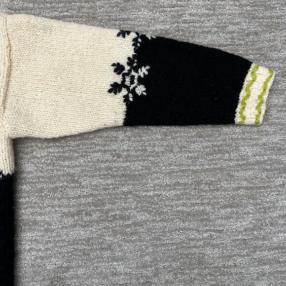 VTG Express Tricot Sweater Womens Medium Snowflake Pom Poms Chunky 90s Holiday - Picture 5 of 13